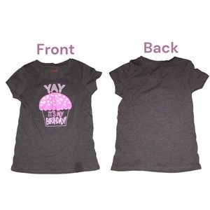 Cat & Jack T-Shirt Girls Size 5T Short Sleeve Gray Birthday Graphic Tee